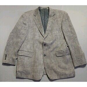 Stafford 44R Silk Gray Herringbone Blazer Sport Coat Suit Jacket Classic Fit